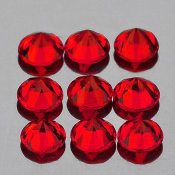 2.70 mm Round 9pcs Machine Cut Top Luster Natural Orange Red Sapphire [Flawless-VVS]-Top Grade