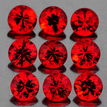 2.70 mm Round 9pcs Machine Cut Top Luster Natural Orange Red Sapphire [Flawless-VVS]-Top Grade