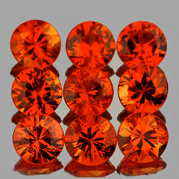 2.70 mm Round 9pcs Machine Cut Fire Luster Natural Top Orange Sapphire [Flawless-VVS]