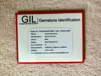 9x7 mm Oval 4.00cts Top Luster Natural Brilliant Blue Zircon [Flawless-VVS] Free Certificate