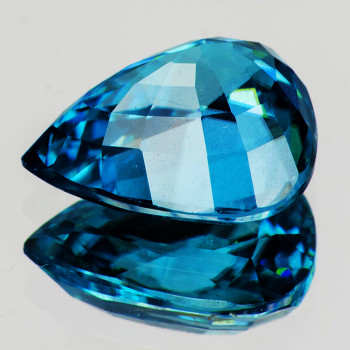 11x8 mm Pear 4.40cts AAA Luster Natural Electric Deep Blue Zircon [Flawless-VVS]