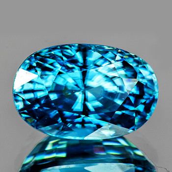 10x6 mm Oval 4.78cts Top Luster Natural Electric Blue Zircon [Flawless-VVS]