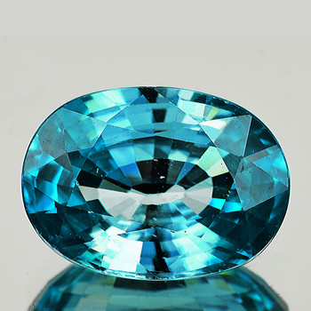 11x8 mm Oval 4.15cts Top Luster Natural Intense Blue Zircon [Flawless-VVS]