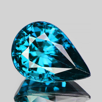 11x7 mm Pear 3.08cts AAA Luster Natural Intense Blue Zircon [Flawless-VVS]
