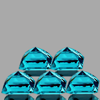 5.00 mm Square 5pcs Top Luster Natural Bright London Blue Topaz [Flawless-VVS]