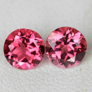 4.50 mm Round 2pcs AAA Luster Natural Padparadscha Pink Tourmaline [Flawless-VVS]