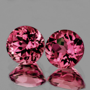 4.00 mm Round 2pcs AAA Luster Natural Intense Padparadscha Pink Tourmaline [Flawless-VVS]
