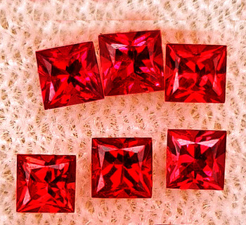 2.70 mm Square Princess 6 pcs Superb Luster Natural Intense Orange Red Sapphire [Flawless-VVS]-Top Grade
