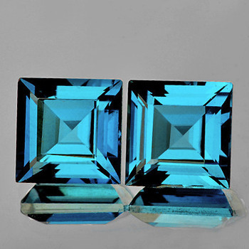 5.00 mm Square 2 pcs Top Luster Natural Bright London Blue Topaz [Flawless-VVS]