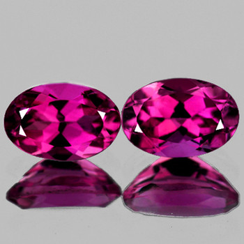 7x5 mm Oval 2 pcs AAA Fire Luster Natural Rubellite Pink Tourmaline [Flawless-VVS]