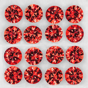 2.30 mm 16 pcs Round Extreme Brilliancy Natural Red Orange Sapphire [Flawless-VVS]-AAA Grade
