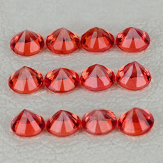 2.50 mm 12 pcs Round Extreme Brilliancy Natural Red Orange Sapphire [Flawless-VVS]-AAA Grade
