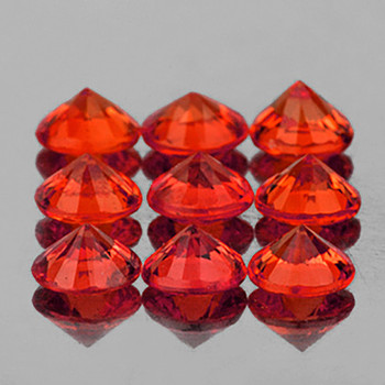 2.80 mm 9 pcs Round Extreme Brilliancy Natural Red Orange Sapphire [Flawless-VVS]-AAA Grade
