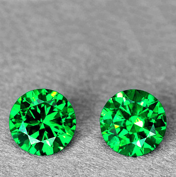 4.00 mm Round 2pcs Superb Luster Top Grade Natural Vivid Intense Chrome Green Tsavorite Garnet [Flawless-VVS]-Rare