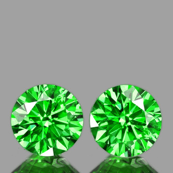 3.80 mm Round 2pcs Superb Luster Top Grade Natural Chrome Green Tsavorite Garnet [Flawless-VVS]-Rare Machine Cut
