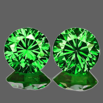 4.50 mm Round 2pcs Superb Luster Top Grade Natural Vivid Intense Chrome Green Tsavorite Garnet [Flawless-VVS]-Rare