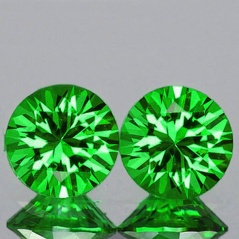 4.30 mm Round 2pcs Superb Luster Top Grade Natural Vivid Intense Chrome Green Tsavorite Garnet [Flawless-VVS]-Rare