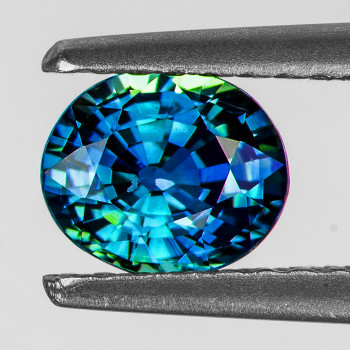 6x5 mm Oval 0.88ct Brilliant Luster Natural Bi-Color Blue Sapphire [Flawless-VVS]
