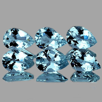 6x4 mm Pear 6 pcs Superb Luster Natural Santa Maria Blue Aquamarine [Flawless-VVS]