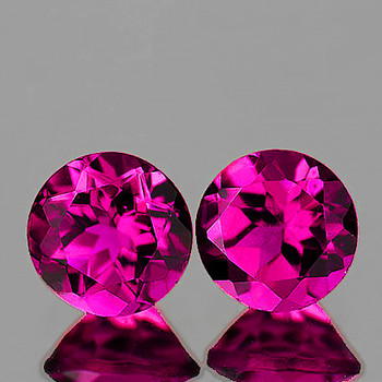 5.00 mm Round 2 pcs Top Luster Natural Intense Rubellite Pink Tourmaline [Flawless-VVS]-Top Grade