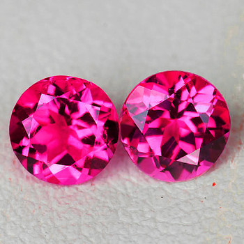 5.00 mm Round 2 pcs Top Luster Natural Hot Red Pink Tourmaline [Flawless-VVS]-Top Grade