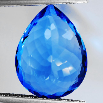 21.5x16.5 mm Pear {21.58cts} Superb Luster Natural Electric Swiss Blue Topaz [Flawless-VVS]
