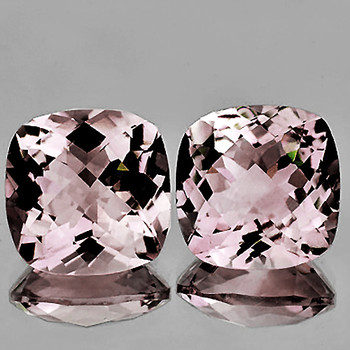 7.00 mm Cushion 2 pcs Natural Brilliant Soft Golden Pink Morganite [Flawless-VVS]
