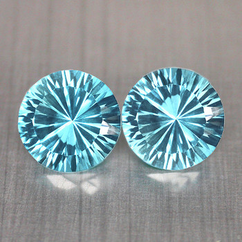 9.00 mm Round Concave 2pcs Natural Brilliant Sky Blue Topaz [Flawless-VVS]