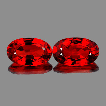 6x4 mm Oval 2pcs Superb Luster Natural Intense Orange Red Sapphire [Flawless-VVS]