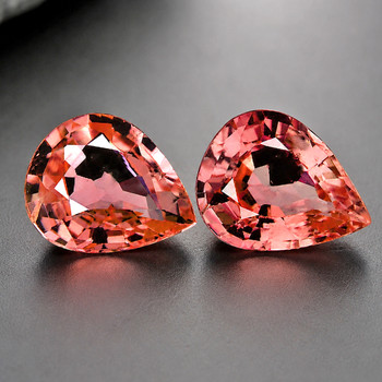 5x4 mm Pear 2pcs Top Luster Natural Pink Orange Sapphire [Flawless-VVS]