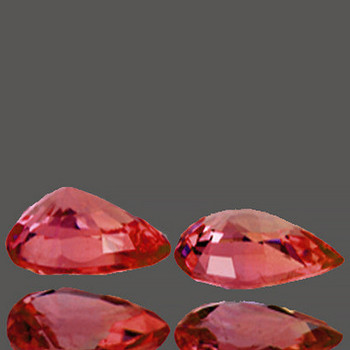6x4 mm Pear 2pcs AAA Luster Natural Sparkling Padparadscha Pink Sapphire [Flawless-VVS]