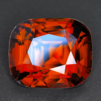 6.5x5.5 mm Cushion {1.55ct} Top Fire Natural Unheated Orange Red Zircon (Red Flash) [Flawless-VVS]