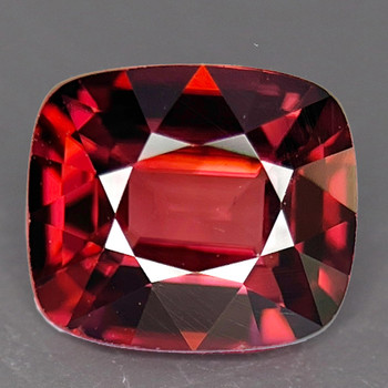 7.5x6 mm Cushion {2.15ct} Top Fire Natural Unheated Orange Red Zircon (Red Flash) [Flawless-VVS]