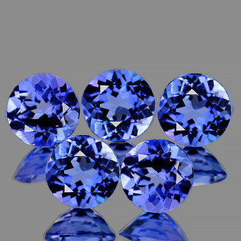 3.50 mm Round 5 pcs AAA Fire Luster Natural Intense Purple Blue Tanzanite [Flawless-VVS]