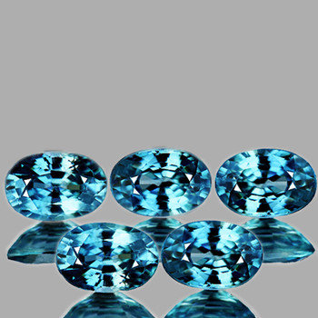 6x4 mm Oval 5 pieces AAA Fire Luster Natural Intense Top Blue Zircon [Flawless-VVS]