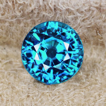 5.50 mm Round 1.18cts AAA Superb Brilliancy Natural Intense Blue Zircon [Flawless-VVS]