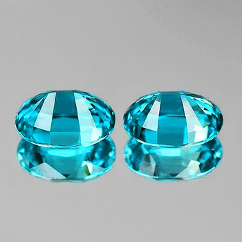 6x4 mm Oval 2 pieces AAA Fire Luster Natural Intense Seafoam Blue Zircon [Flawless-VVS]-AAA Grade