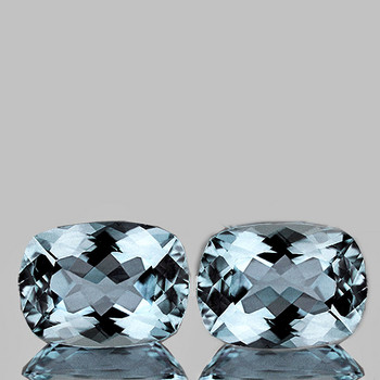 9X7 mm Cushion 2pcs AAA Fire Luster Natural Sky Blue Aquamarine [Flawless-VVS]