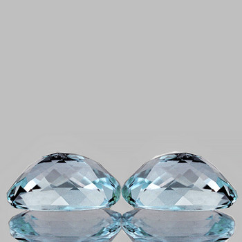 9X7 mm Cushion 2pcs AAA Fire Luster Natural Sky Blue Aquamarine [Flawless-VVS]