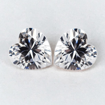 4.00 mm Heart 2pcs Superb Fire Luster Natural White Sapphire [Flawless-VVS]