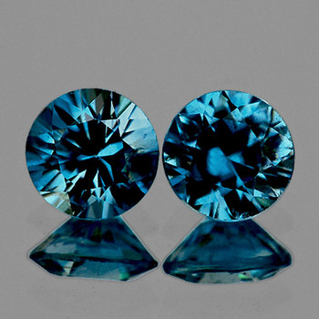 3.50 mm Round 2pcs AAA Fire Luster Natural Green Blue Sapphire [Flawless-VVS]