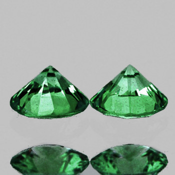 3.50 mm Round 2pcs Superb Luster Natural Madagascar Intense Green Sapphire [Flawless-VVS]