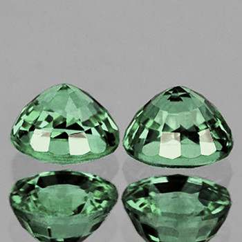 4.50 mm Round Machine Step Cut 2 pcs Top Luster Natural Blue Green Sapphire  [Flawless-VVS]