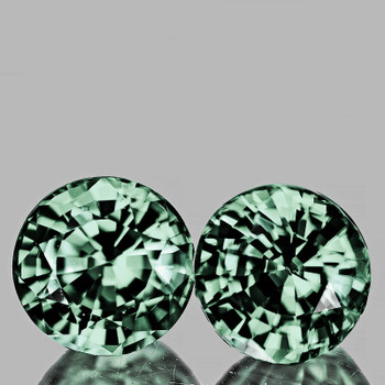 4.30 mm Round Machine Step Cut 2 pcs Top Luster Natural Blue Green Sapphire  [Flawless-VVS]