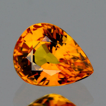 7.5x5.5 mm Pear {1.20ct} AAA Fire Luster Natural Top Orangy Yellow Sapphire [Flawless-VVS]-AAA Grade