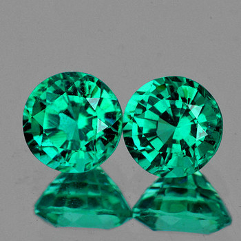 3.80 mm Round 2 pieces Lustrous Zambian Natural Intense Blue Green Emerald [VS-SI]