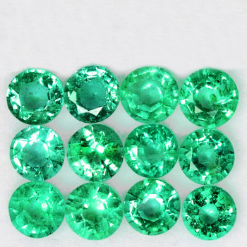 2.70 mm Round 12 pcs Sparkling Natural Brilliant Green Emerald [VS-SI]