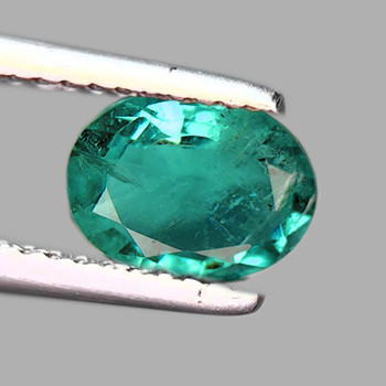 7x5 mm Oval {0.55ct}  Lustrous Zambian Natural Blue Green Emerald [VS]