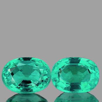 7x5 mm Oval 2 pieces Lustrous Natural Brilliant Top Blue Green Emerald [VS-SI]