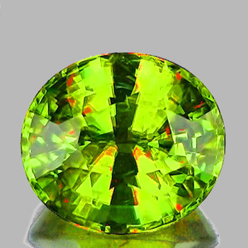 8x7 mm Oval 1.78cts Superb Luster Rainbow Spark Natural Canary Green Sphene [VVS]